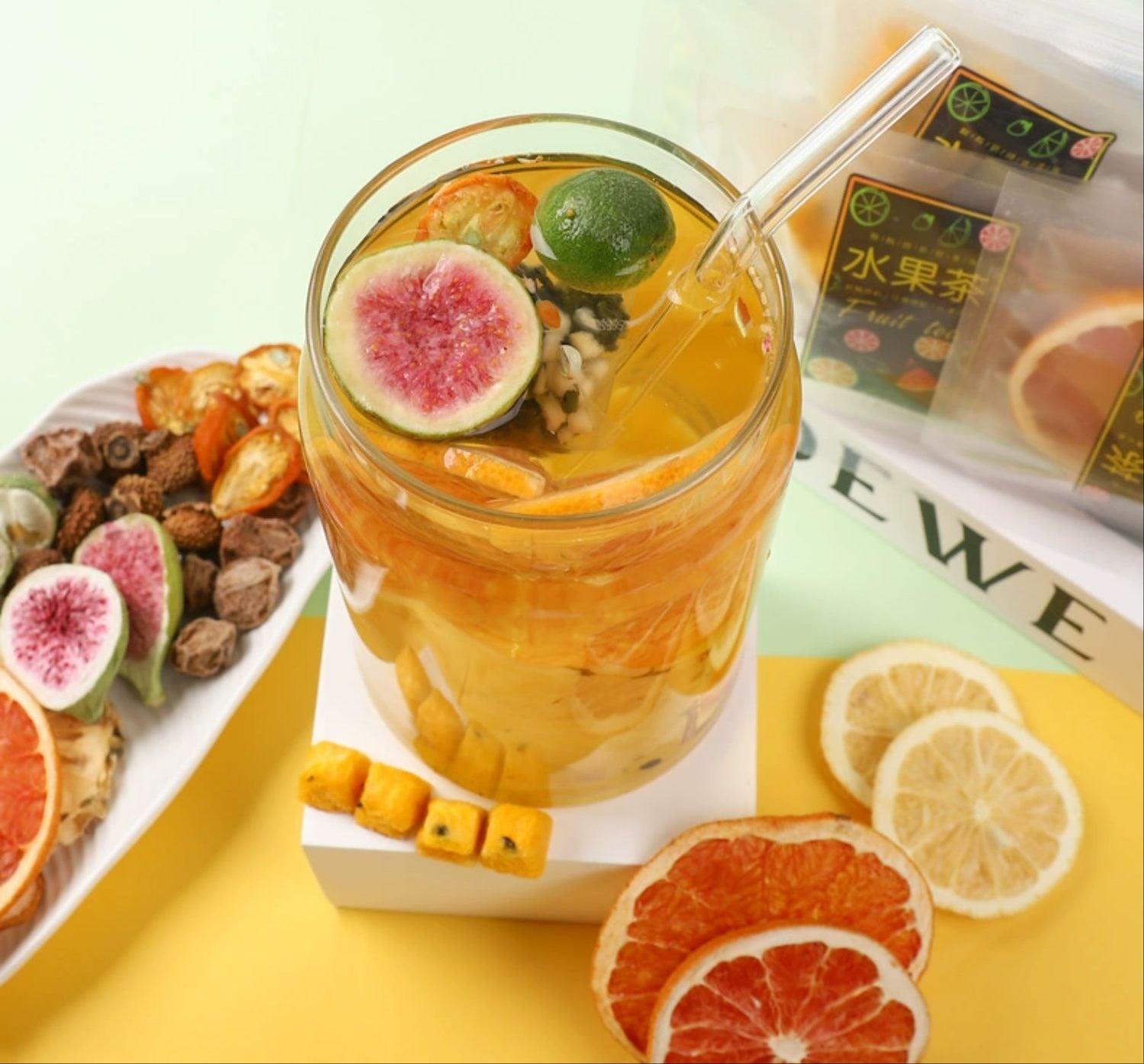 Seven Days Fruit Tea Blend - Golden Kumquat, Lemon, Passionfruit, & Green Mandarin Infusion - Multi-Flavor Tea Bags Perfect for Women