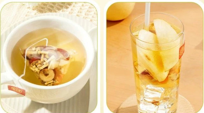 Refreshing Bamboo Sugar, Reed Root & Pear Herbal Tea Bags - Sweet Potato Root & Water Chestnut Infusion - Cooling Herbal Drink for Detox & Relaxation