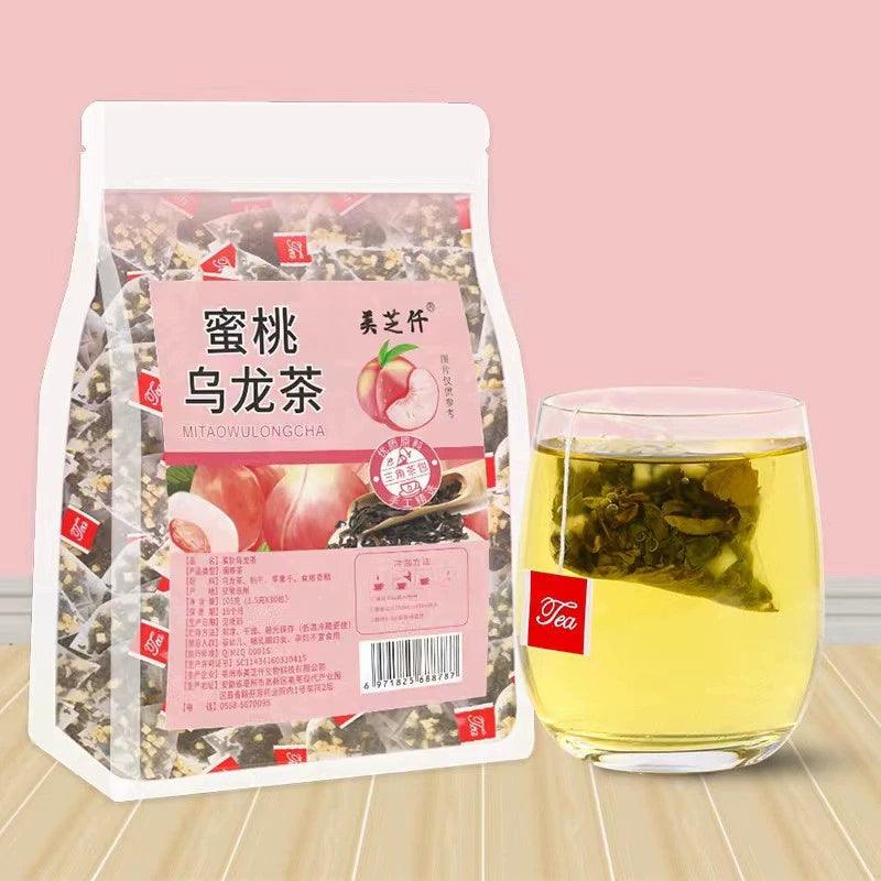 Peach Oolong Tea Blend - White Peach Infused Fruit Tea Bags, Flavorful Floral Tea Sachets, Small Packet Cold Brew Ready, Suitable for Commercial Use