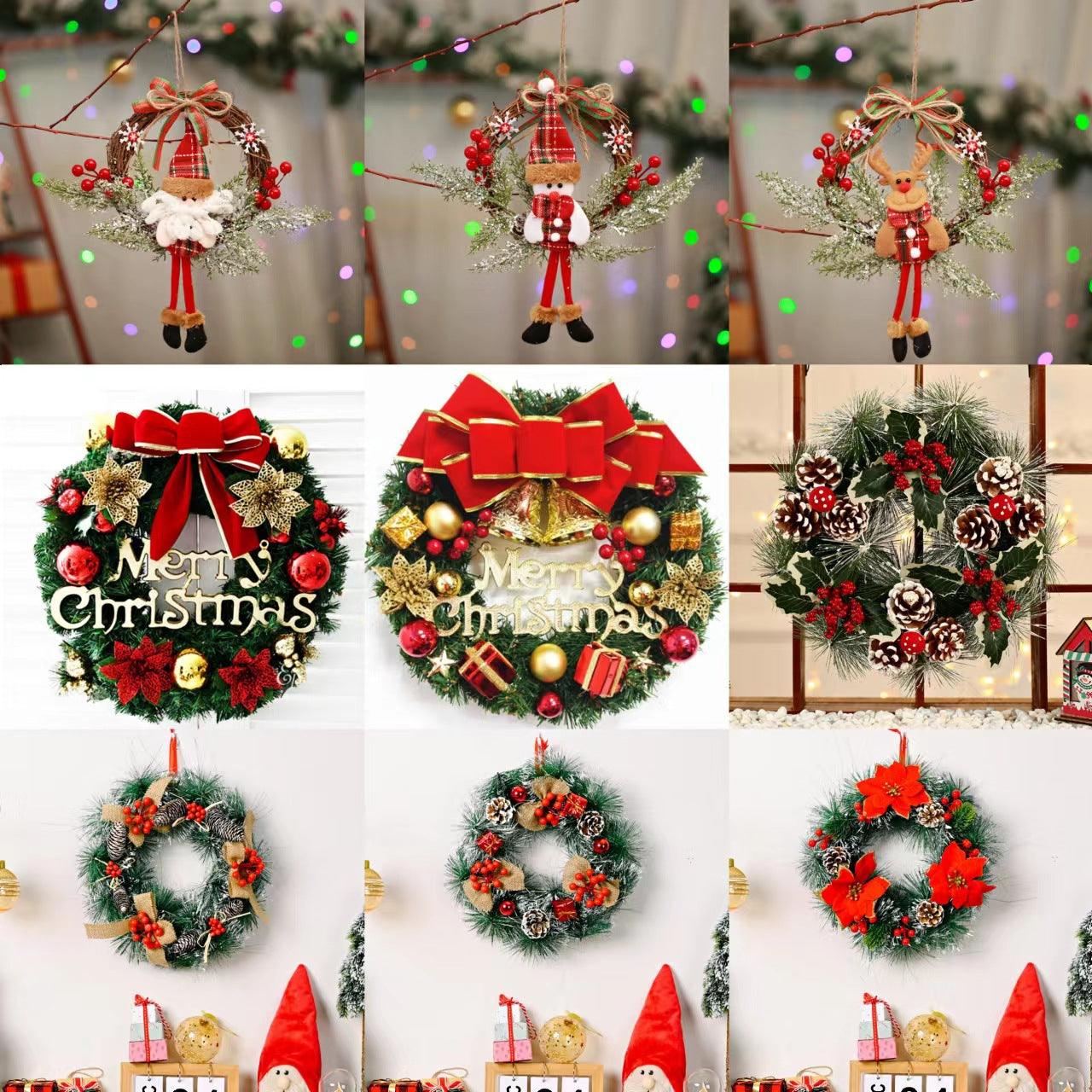 Christmas New Arrival Wreath Artificial Rattan Decorative Garland Door Hanger Window Display Prop Festival Ornament