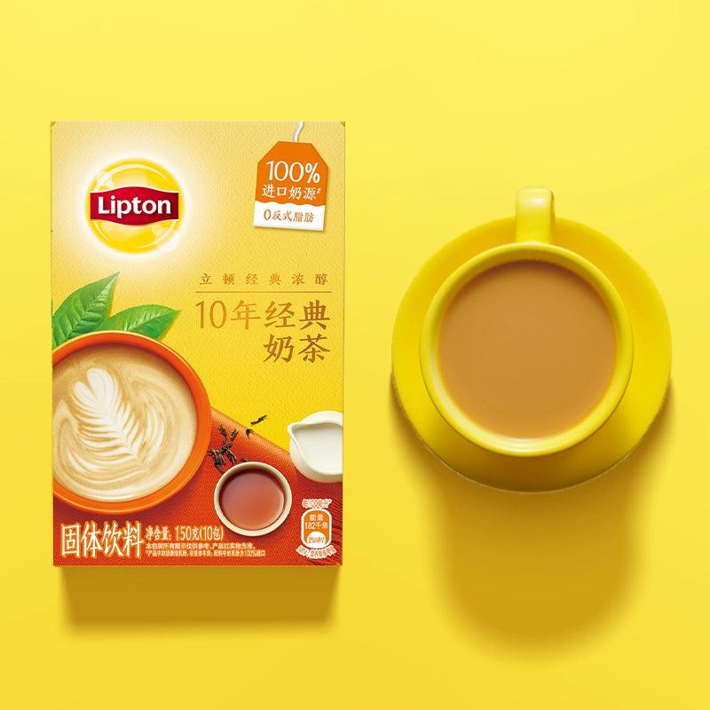 Lipton's Rich Original Hong Kong-Style Cafe Blend Milk Tea with Lemon Slices - Instant Hot Beverage, 150g