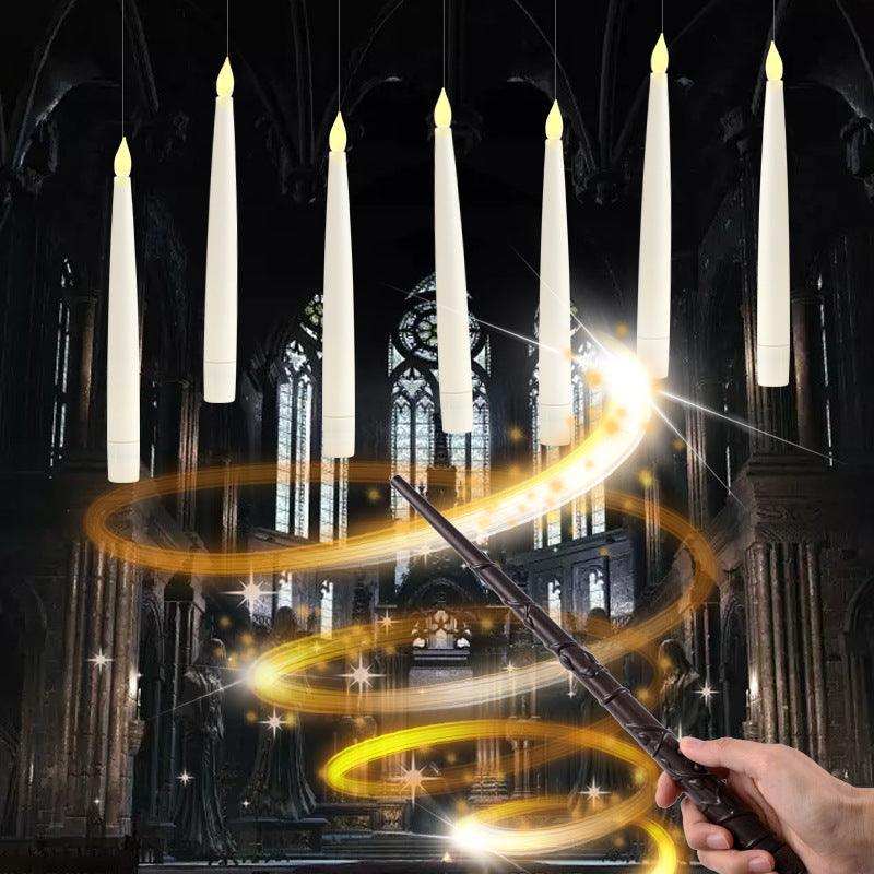 Floating Candles with Wand, Christmas Decoration 24 PCs Magic Hanging Candles, Flickering Warm Light Flameless Floating LED Candle with Wand Remote, Taper Candle Set for Theme Party Birthday Xmas Gift