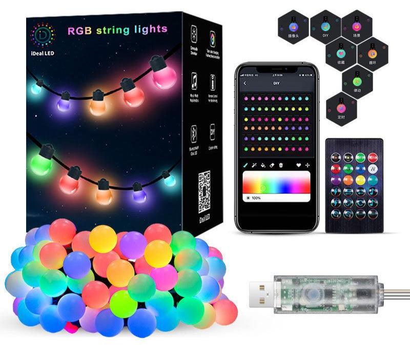 Smart Outdoor String Lights, RGBIC Warm White 48ft LED Bulbs for Christmas Decorations Outdoor, WiFi Patio Lights Work with Alexa, Google Assistant, APP Control, 33ft