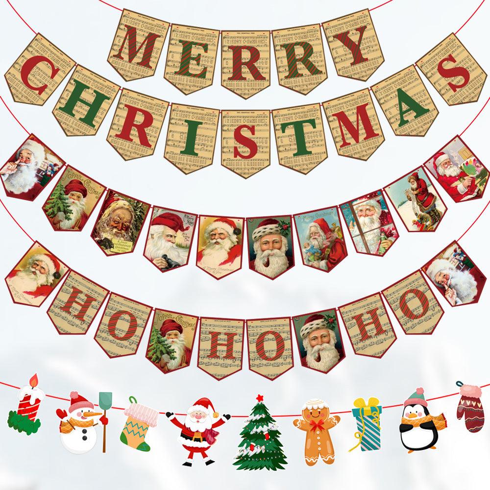 Merry Christmas Banner, Paper Christmas Hanging Decorations - Christmas Party Decorations - Christmas Decorations Indoor Home Decor