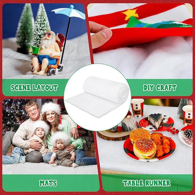 Artificial Snow Blanket 40x150cm Fake Snow Cotton Snowfall Mat Synthetic Snow Drape Decorative Winter Scene Snow