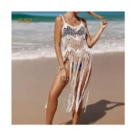 Maillots de bain faits à la main maillots de bain fille gland frange femmes plage couvrir femmes tricot Crochet tunique ensemble robes