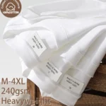 220gsm lourd grande taille plaine T-Shirt pour hommes ??t?? qualit?? ?? manches courtes T-Shirt coton couleur unie ?? la mode d??contract?? blanc noir haut