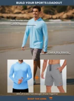 TACVASEN T-Shirts de Protection solaire ?? manches longues pour hommes, sweat ?? capuche d??contract?? r??sistant aux UV T-Shirts respirants l??gers ?? s??chage rapide T-Shirts masculins - Image 6