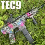 2025 New Electric Continuous-Fire Toy Gun Tec9 Can Fire Gel Bullets 7-8mm with 7.4V Battery and USB Charging Cable, Multiple Colors Available