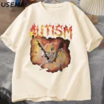Autiste dr?le squelette T-Shirt hommes femmes autisme Meme graphique t-shirts Harajuku mode coton Vintage T-Shirt unisexe Streetwear - Image 3