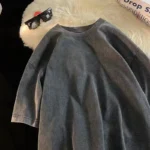 T-shirt surdimensionn?? d??lav?? ?? l'acide Y2K pour femmes, Vintage, Streetwear, lavage min??ral, hauts amples de marque de luxe pour filles - Image 4