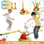 Musical Jump Sports Toys Toss Ring Game Toy and Rocket Launcher for Kids Ladybug Multifunction Outdoor Machine Gifts