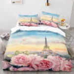 Vintage Eiffel Tower Duvet Cover - Beautiful World - Famous Building with Sakura Theme, for Kids Girls - Image 5