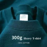 ??t?? vert clair poids lourd 300G T-shirt ?? manches courtes coton hommes ample d??contract?? chemise de Base cor??en T-shirt femmes - Image 2