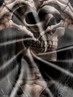 T-Shirt Gothique ?? Manches Courtes et Col Ras du Cou pour Homme, Streetwear, Cool, Noir, Graphique, T??te de Mort, C?ur, Mains, ?? la Mode, pour Halloween - Image 4